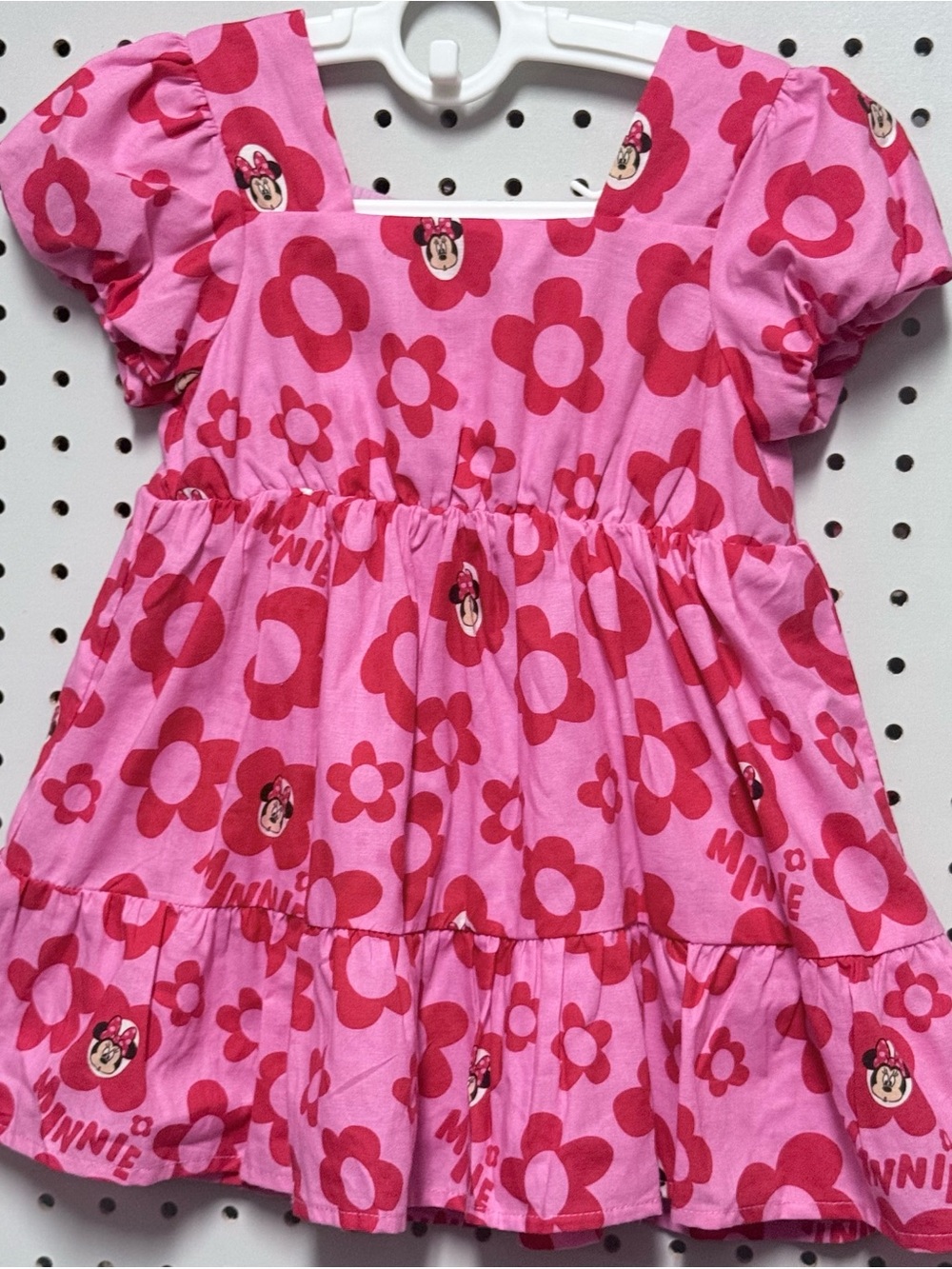 Disney Pink and Red Minnie Mouse Floral Tiered Dress